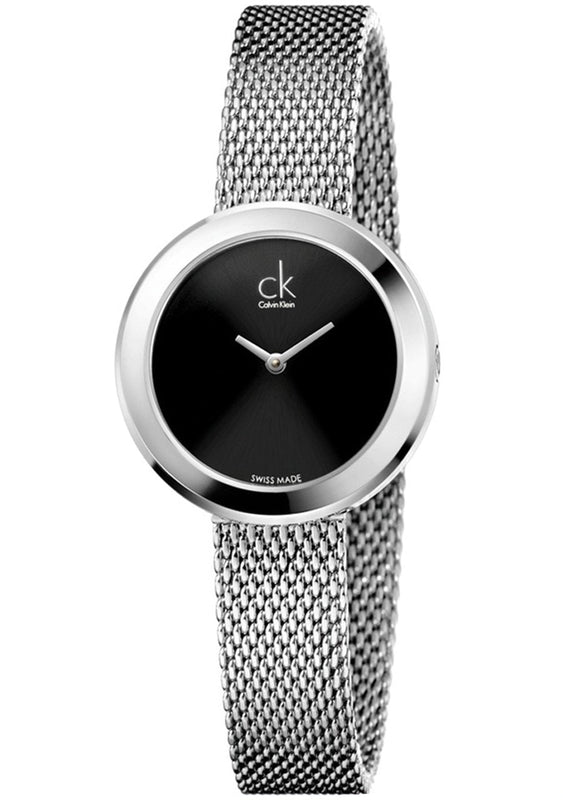 Calvin Klein Firm Black Dial Silver Mesh Bracelet Watch for Women - K3N23121 Buy Now By Calvin Klein