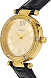 Guess Park Avenue Quartz Gold Dial Black Leather Strap Watch For Women - W0838L1 Buy Now By Guess