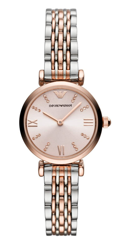 Emporio Armani Gianni T Bar Pink Dial Two Tone Steel Strap Watch For Women - AR11223 Buy Now By Emporio Armani