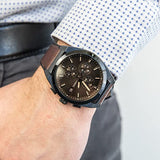Fossil Everett Chronograph Black Dial Brown Leather Strap Watch for Men - FS5798 Buy Now By Fossil