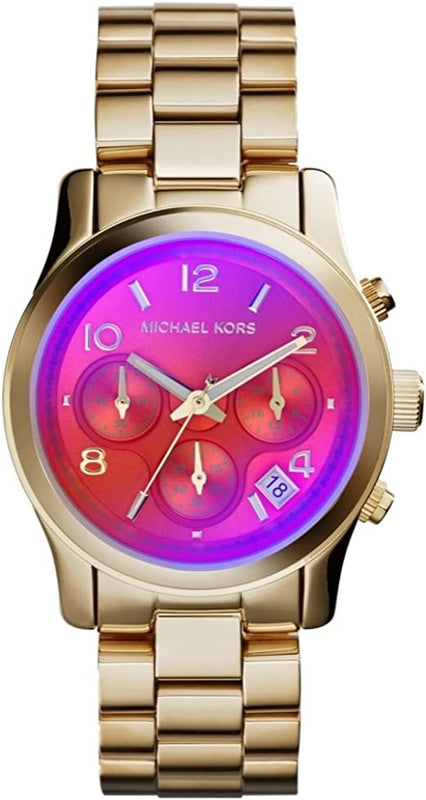 Michael Kors Runway Iridescent Pink Dial Gold Steel Strap Watch for Women - MK5939 Buy Now By Michael Kors