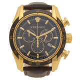 Versace V-Ray Chronograph Quartz Black Dial Brown Leather Strap Watch For Men - VEDB00318 Buy Now By Versace
