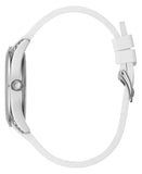 Guess Wanderlust Crystals Silver Dial White Rubber Strap Watch For Women - W1059L3 Buy Now By Guess