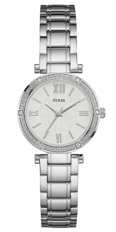 Guess Park Ave White Dial Silver Steel Strap Watch for Women - W0767L1 Buy Now By Guess