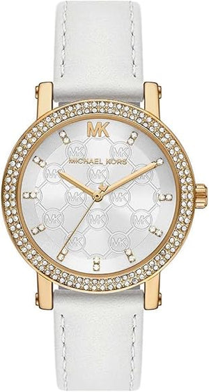 Michael Kors Corey Three Hand White Dial White Leather Strap Watch For Women - MK2985 Buy Now By Michael Kors