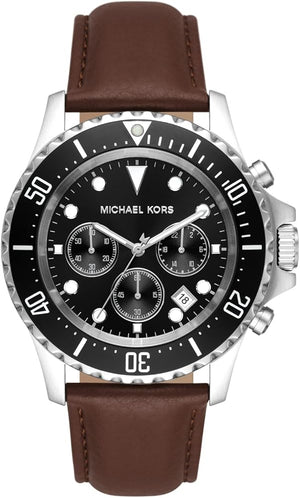 Michael Kors Everest Chronograph Black Dial Brown Leather Strap Watch For Men - MK9054 Buy Now By Michael Kors