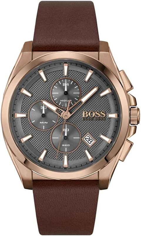 Hugo Boss Grandmaster Grey Dial Brown Leather Strap Watch for Men - 1513882 Buy Now By Hugo Boss