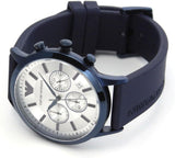 Emporio Armani Renato Chronograph Silver Dial Blue Silicone Strap Watch For Men - AR11026 Buy Now By Emporio Armani