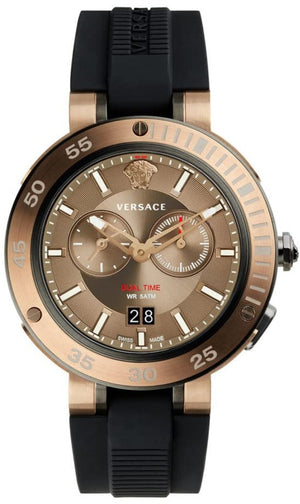 Versace V Extreme Chronograph Brown Tone Dial Black Rubber Strap Watch for Men - VCN030017 Buy Now By Versace