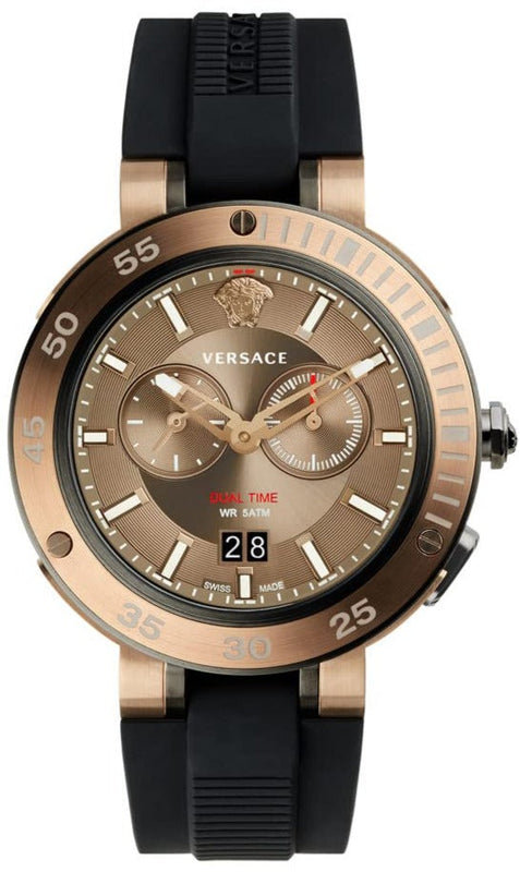 Versace V Extreme Chronograph Brown Tone Dial Black Rubber Strap Watch for Men - VCN030017 Buy Now By Versace