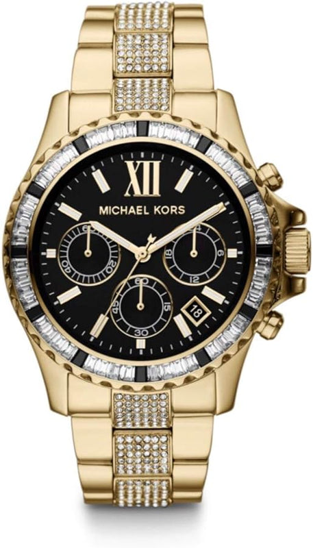 Michael Kors Everest Chronograph Black Dial Gold Steel Strap Watch For Women - MK5828 Buy Now By Michael Kors