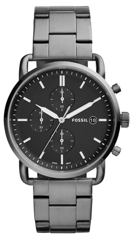 Fossil The Commuter Black Dial Grey Steel Strap Watch for Men - FS5400 Buy Now By Fossil