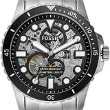 Fossil FB-01 Automatic Skeleton Black Dial Silver Steel Strap Watch for Men - ME3190 Buy Now By Fossil