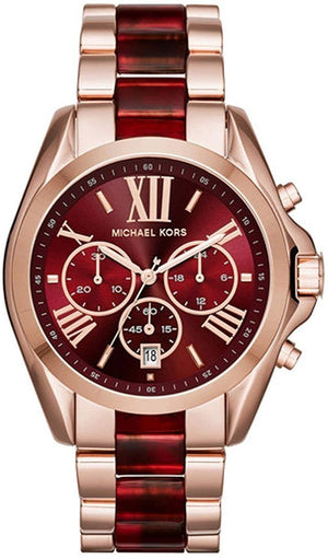 Michael Kors Bradshaw Burgundy Dial Two Tone Steel Strap Watch for Women - MK6270 Buy Now By Michael Kors