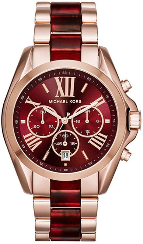 Michael Kors Bradshaw Burgundy Dial Two Tone Steel Strap Watch for Women - MK6270 Buy Now By Michael Kors