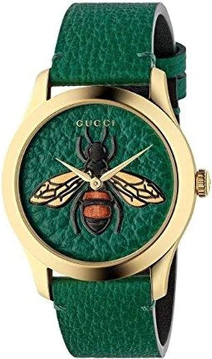 Gucci G Timeless Bee Green Dial Green Leather Strap Watch For Women - YA1264065 Buy Now By Gucci
