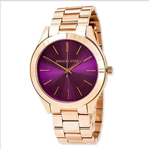 Michael Kors Slim Runway Purple Dial Rose Gold Steel Strap Watch for Women - MK3293 Buy Now By Michael Kors