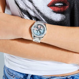 Guess G Twist Diamonds Silver Dial Silver Steel Strap Watch For Women - W1201L1 Buy Now By Guess