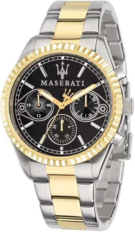 Maserati Competizione Chronograph Black Dial Two Tone Steel Strap Watch For Men - R8853100016 Buy Now By Maserati
