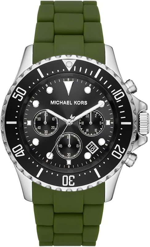 Michael Kors Everest Chronograph Black Dial Green Silicone Strap Watch For Men - MK8981 Buy Now By Michael Kors