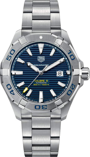 Tag Heuer Aquaracer Calibre 5 Automatic Blue Dial Silver Steel Strap Watch for Men - WAY2012.BA0927 Buy Now By Tag Heuer