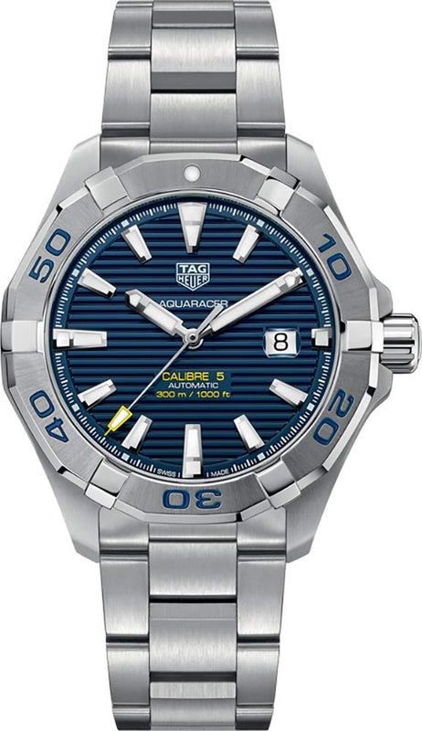 Tag Heuer Aquaracer Calibre 5 Automatic Blue Dial Silver Steel Strap Watch for Men - WAY2012.BA0927 Buy Now By Tag Heuer