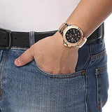 Guess Rigor Multi Function Black Dial Rose Gold Steel Strap Watch For Men - W0218G3 Buy Now By Guess