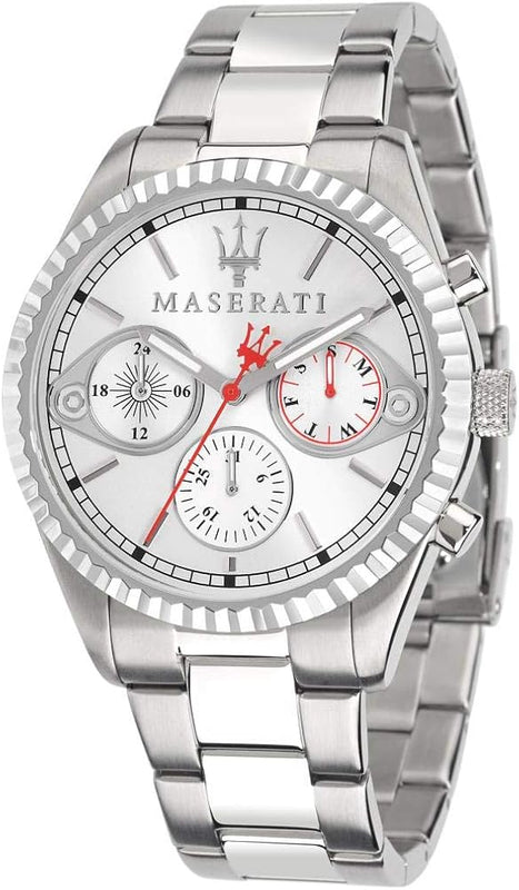 Maserati Competizione Chronograph White Dial Silver Steel Strap Watch For Men - R8853100017 Buy Now By Maserati