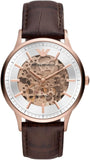 Emporio Armani Meccanico Automatic Silver Dial Brown Leather Strap Watch For Men - AR60039 Buy Now By Emporio Armani