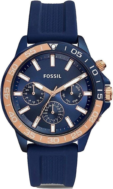 Fossil Bannon Multifunction Blue Dial Blue Silicone Strap Watch for Men - BQ2498 Buy Now By Fossil