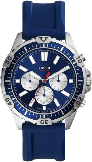 Fossil Garrett Chronograph Blue Dial Blue Rubber Strap Watch for Men - FS5709 Buy Now By Fossil