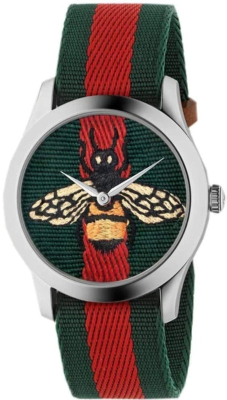 Gucci Le Marche des Merveilles Red & Green Dial Red & Green Nylon Strap Unisex Watch - YA1264060 Buy Now By Gucci
