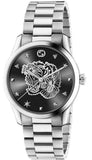 Gucci G Timeless Diamonds Black Dial Silver Steel Strap Watch For Women - YA1264125 Buy Now By Gucci
