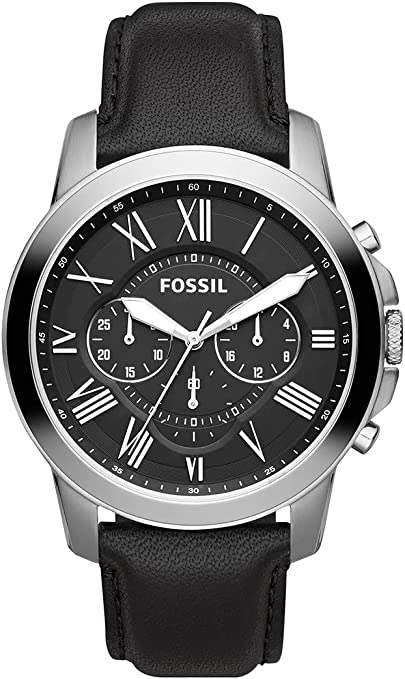 Fossil Grant Chronograph Black Dial Black Leather Strap Watch for Men - FS4812 Buy Now By Fossil