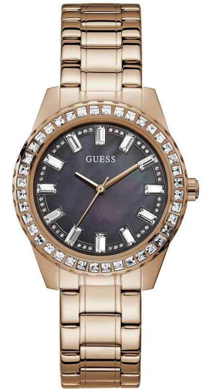 Guess Sparkler Diamonds Black Dial Rose Gold Steel Strap Watch for Women - GW0111L3 Buy Now By Guess