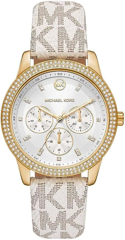 Michael Kors Tibby Multifunction Silver Dial White Leather Strap Watch For Women - MK6967 Buy Now By Michael Kors