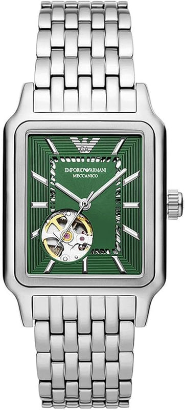 Emporio Armani Meccanico Automatic Green Dial Silver Steel Strap Watch For Men - AR60067 Buy Now By Emporio Armani