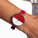 Calvin Klein Rise Yellow Red Dial Red Leather Strap Watch for Women - K7A231UP Buy Now By Calvin Klein