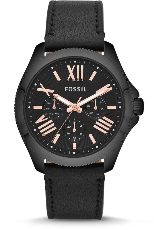 Fossil Cecile Multifunction Black Dial Black Leather Strap Watch for Men - AM4523 Buy Now By Fossil