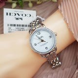 Coach Delancey Mother of Pearl White Dial Two Tone Steel Strap Watch for Women - 14502480 Buy Now By Coach
