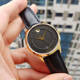 Movado 1881 Automatic Black Dial Black Leather Strap Watch For Men - 606875 Buy Now By Movado