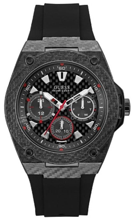 Guess Legacy Black Dial Black Rubber Strap Watch For Men - W1048G2 Buy Now By Guess