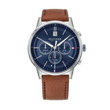 Tommy Hilfiger Kyle Multifunction Blue Dial Brown Leather Strap Watch for Men - 1791629 Buy Now By Tommy Hilfiger