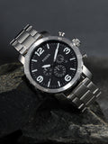 Fossil Nate Chronograph Black Dial Silver Steel Strap Watch for Men - JR1353 Buy Now By Fossil