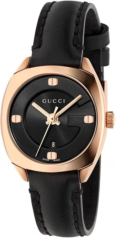 Gucci GG2570 Quartz Black Dial Black Leather Strap Watch For Women - YA142509 Buy Now By Gucci