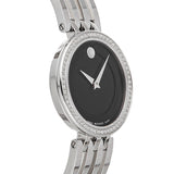 Movado Esperanza 63 Diamonds Black Dial Silver Steel Strap Watch For Women - 0607052 Buy Now By Movado