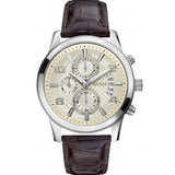 Guess Exec Chronograph White Dial Brown Leather Strap Watch For Men - W0076G2 Buy Now By Guess