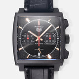 Tag Heuer Monaco Automatic Chronograph Black Dial Black Leather Strap Watch for Men - CBL2180.FC6497 Buy Now By Tag Heuer