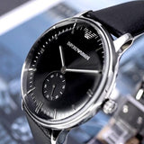 Emporio Armani Gianni Quartz Black Dial Black Leather Strap Watch For Men - AR0382 Buy Now By Emporio Armani