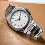 D1 Milano Ultra Thin Linen White Dial Silver Steel Strap Watch for Unisex - D1-UTBJ23 Authentic Buy Shop Now